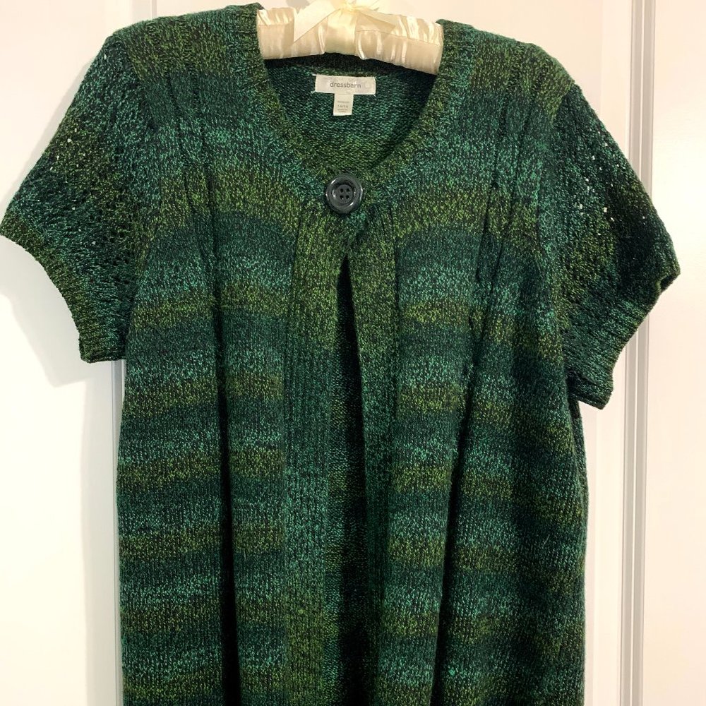 Green Multi colored One Button Cardigan 14/16